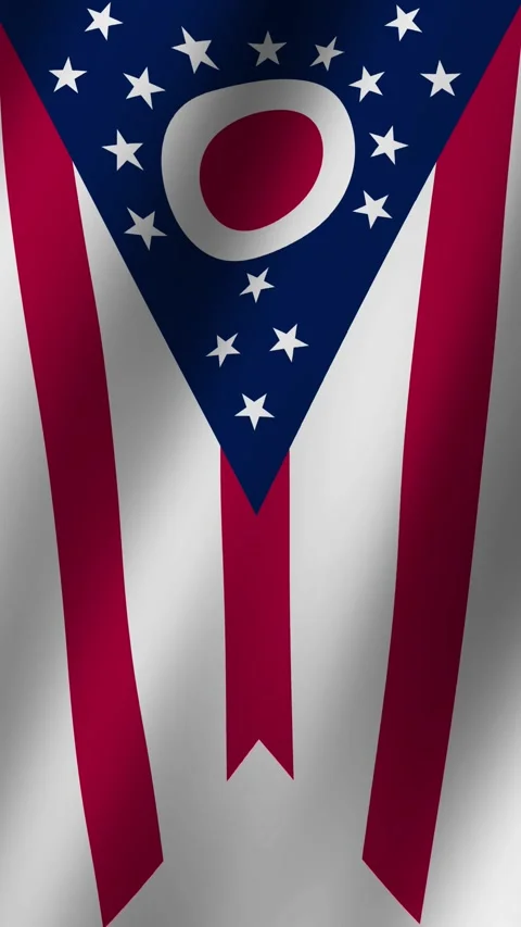 Vertical Flag of Ohio waving animation, Vertical Ohio Flag footage video wav Stock Footage 283571152
