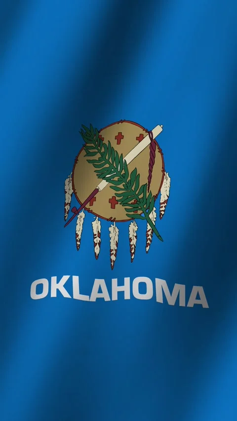 Vertical Flag of Oklahoma waving animation, Vertical Oklahoma Flag video Stock Footage 283662112