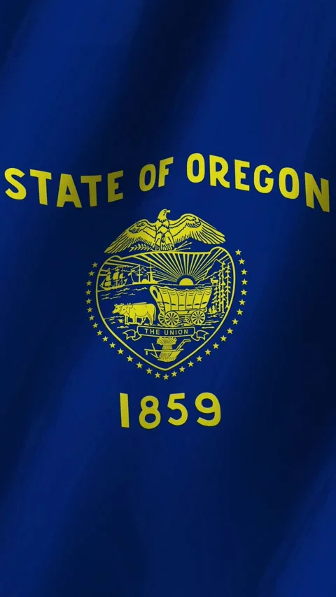 Vertical Flag of Oregon waving animation, Vertical Oregon Flag footage video Video stock 283662038