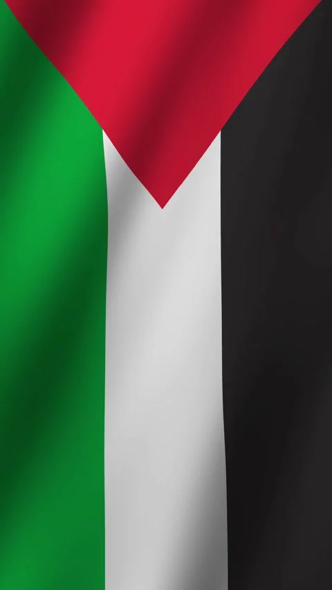 Vertical Flag of Palestine waving animation, Palestine Flag footage video wa Stock Footage 294635891