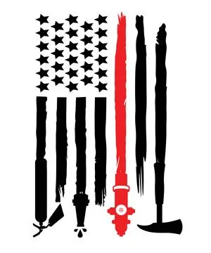 A vertical flag pattern features tools aligned below the star field and distr Stock Illustration