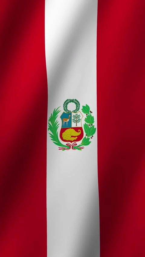 Vertical Flag of Peru waving animation, Peru Flag footage video waving in wi Stock Footage 294635913