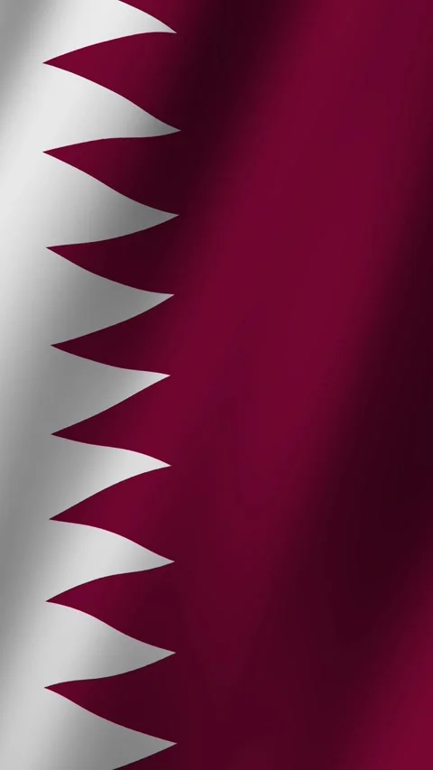 Vertical Flag of Qatar waving animation, Vertical Qatar Flag footage video w Stock Footage 281932400