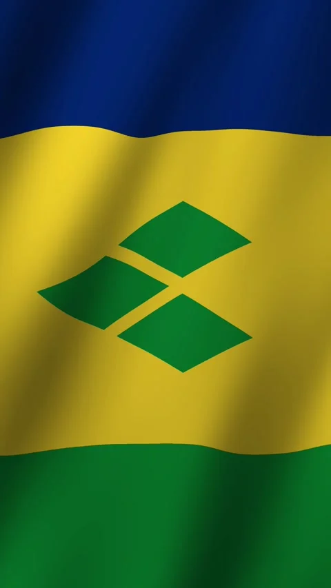 Vertical Flag of Saint Vincent and the Grenadines waving animation, Vertical Stock-Footage 295085647