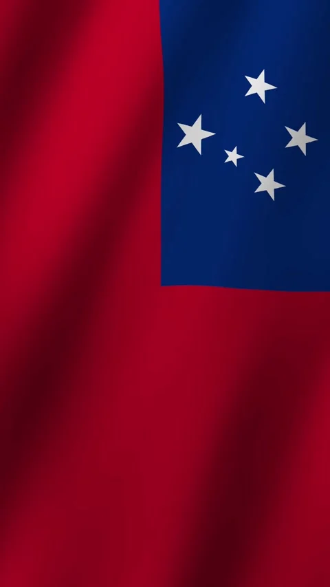 Vertical Flag of Samoa waving animation, Vertical Samoa Flag footage video w Stock Footage 294840560
