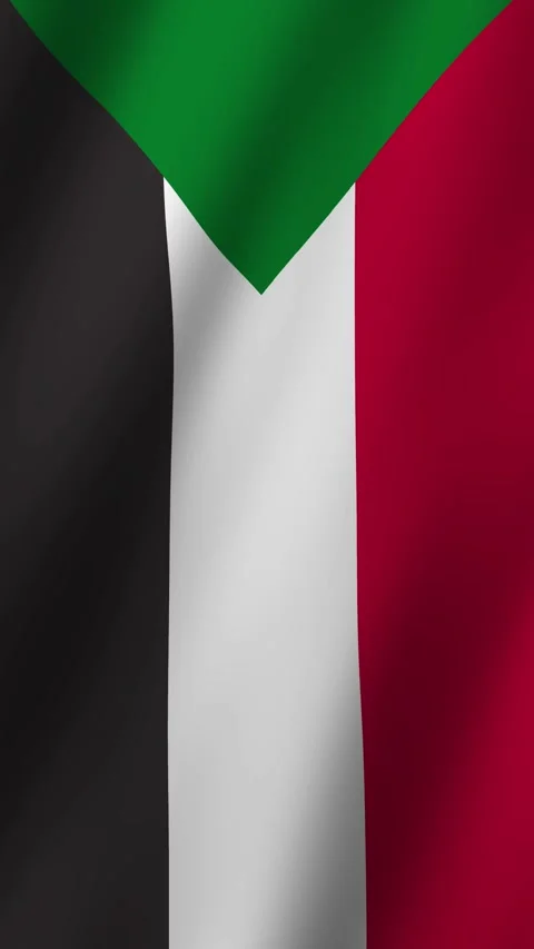 Vertical Flag of Sudan waving animation, Vertical Sudan Flag footage video w Stock-Footage 295728105