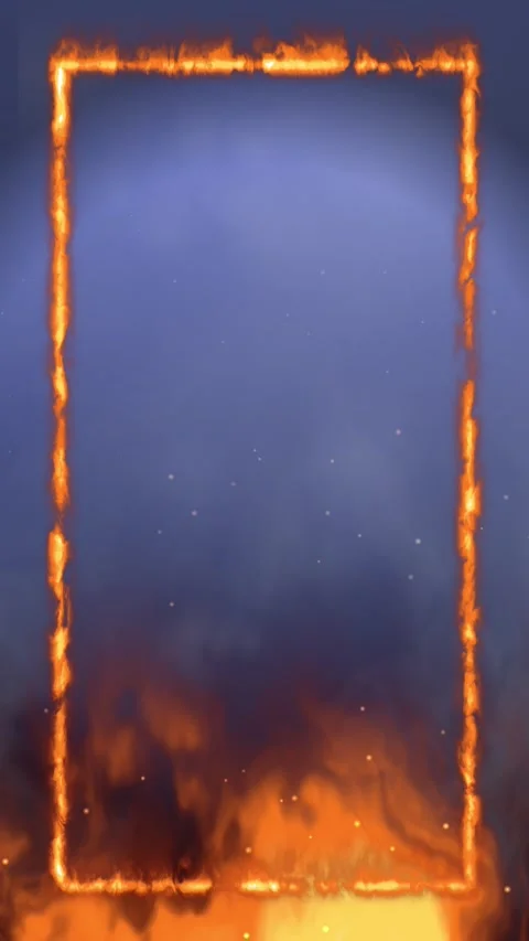 Vertical Flaming Border with Ground Fire and Rising Smoke Background Stock Footage 342101370