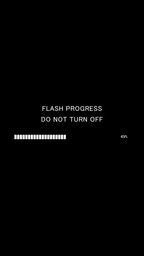 Vertical flash progress bar with do not turn off warning on black background Vídeo Stock 337936821