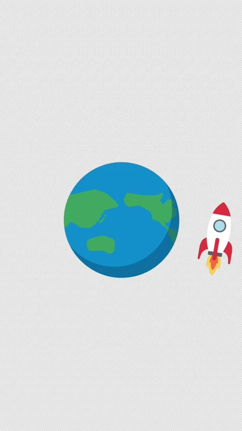 Vertical Flat 2d Rocket Orbiting Earth Globe Loop 4k Alpha Stock Footage 347693461