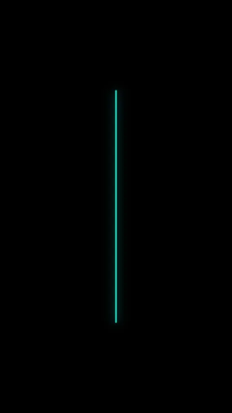 Vertical flickering cyan neon line on black background. Vídeo Stock 336369380