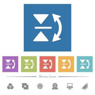 Vertical flip flat white icons in square backgrounds Stock Illustration