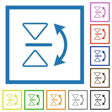 Vertical flip outline flat framed icons Illustrazione stock