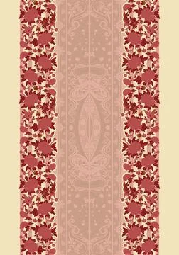Vertical floral border. Pattern, seamless. Old style. Garland of pink and o.. イラスト素材