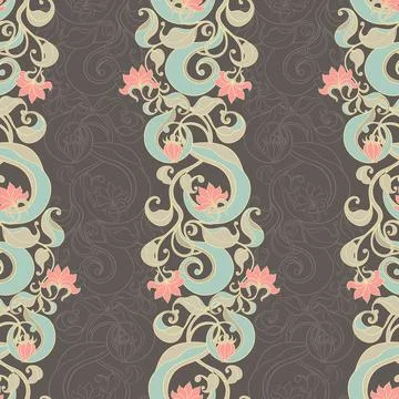 Vertical floral dark pattern Stock Illustration
