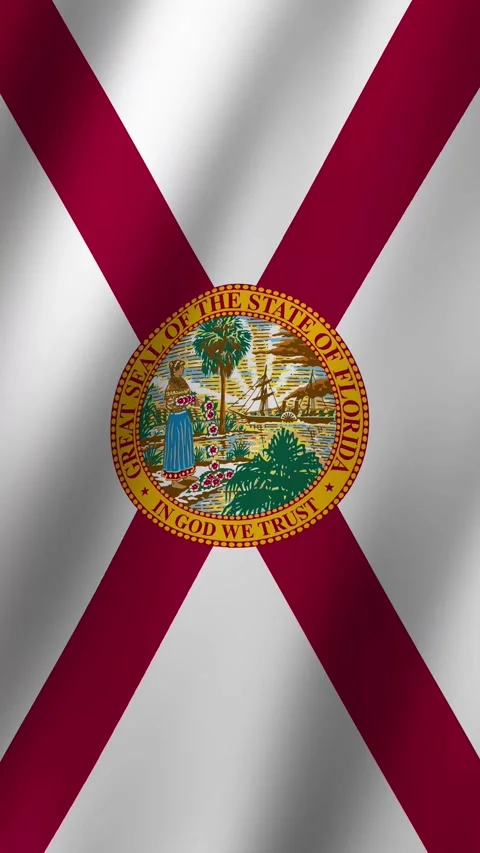 Vertical Florida Flag Animated 4k video Stock Footage 296780635