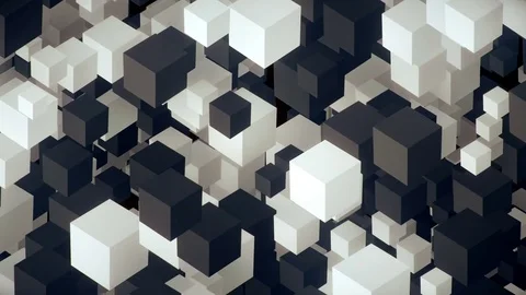 Vertical flow of randomly displaced cubes flying in 3d space animated background 스톡 동영상 80321452