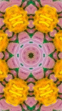Vertical Flower looking design in a circle on yellow Stock Photos