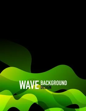 Vertical fluid gradient wave abstract background. Bright color waves in the dark Stock Illustration