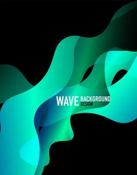Vertical fluid gradient wave abstract background. Bright color waves in the dark Stock Illustration