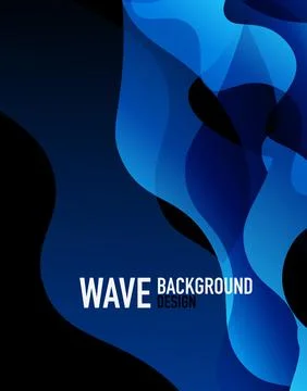 Vertical fluid gradient wave abstract background. Bright color waves in the dark Stock Illustration