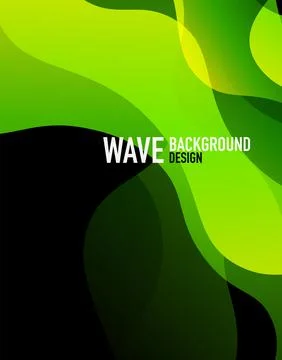 Vertical fluid gradient wave abstract background. Bright color waves in the dark Stock Illustration