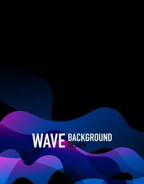 Vertical fluid gradient wave abstract background. Bright color waves in the dark Stock Illustration