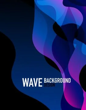 Vertical fluid gradient wave abstract background. Bright color waves in the dark Stock Illustration