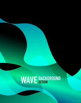 Vertical fluid gradient wave abstract background. Bright color waves in the dark Illustrazione stock