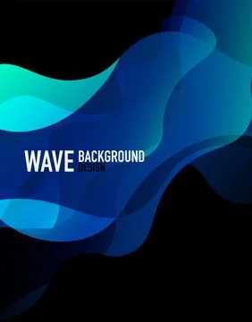 Vertical fluid gradient wave abstract background. Bright color waves in the dark Stock Illustration