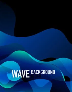 Vertical fluid gradient wave abstract background. Bright color waves in the dark Illustrazione stock