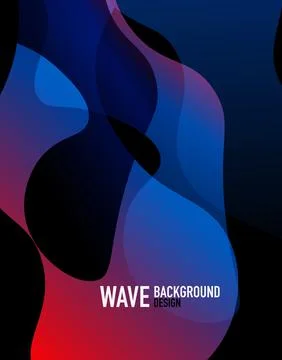 Vertical fluid gradient wave abstract background. Bright color waves in the dark Stock Illustration