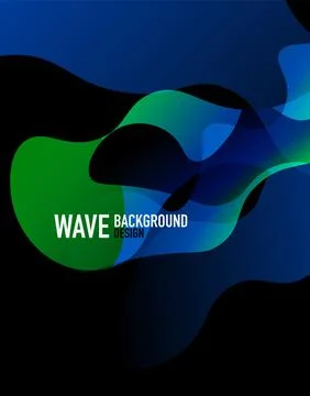Vertical fluid gradient wave abstract background. Bright color waves in the dark Illustrazione stock