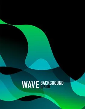 Vertical fluid gradient wave abstract background. Bright color waves in the dark Stock Illustration