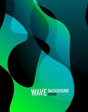 Vertical fluid gradient wave abstract background. Bright color waves in the dark Stock Illustration