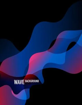 Vertical fluid gradient wave abstract background. Bright color waves in the dark Stock Illustration