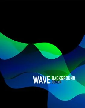 Vertical fluid gradient wave abstract background. Bright color waves in the dark Stock Illustration