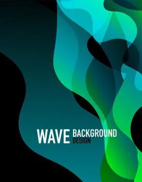 Vertical fluid gradient wave abstract background. Bright color waves in the dark Stock Illustration