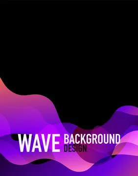 Vertical fluid gradient wave abstract background. Bright color waves in the dark Stock Illustration