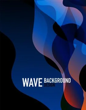 Vertical fluid gradient wave abstract background. Bright color waves in the dark Stock Illustration