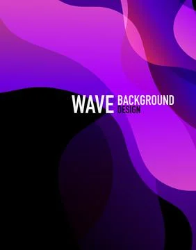 Vertical fluid gradient wave abstract background. Bright color waves in the dark Stock Illustration