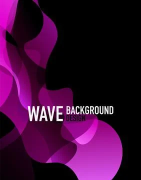 Vertical fluid gradient wave abstract background. Bright color waves in the dark Stock Illustration