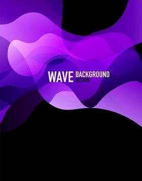 Vertical fluid gradient wave abstract background. Bright color waves in the dark Stock Illustration