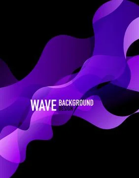 Vertical fluid gradient wave abstract background. Bright color waves in the dark Stock Illustration