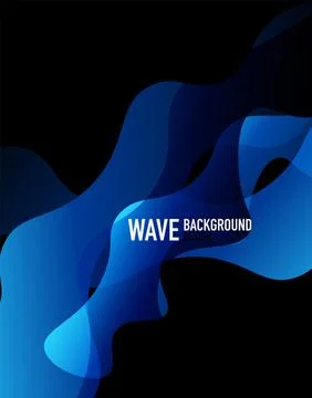 Vertical fluid gradient wave abstract background. Bright color waves in the dark Stock Illustration