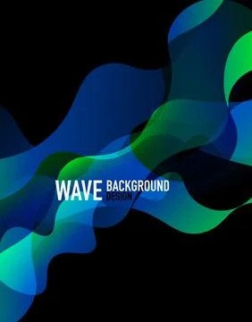Vertical fluid gradient wave abstract background. Bright color waves in the dark Stock Illustration