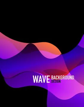 Vertical fluid gradient wave abstract background. Bright color waves in the dark Stock Illustration