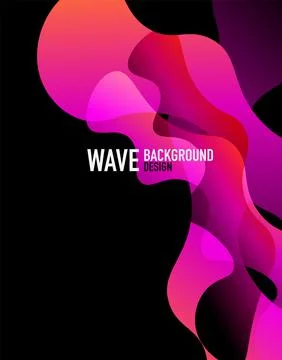 Vertical fluid gradient wave abstract background. Bright color waves in the dark Stock Illustration