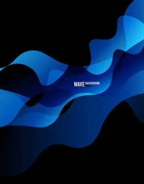 Vertical fluid gradient wave abstract background. Bright color waves in the dark Illustrazione stock