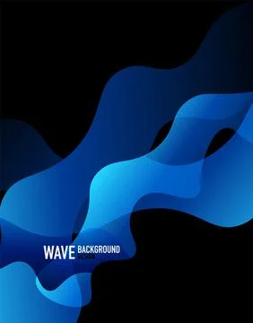 Vertical fluid gradient wave abstract background. Bright color waves in the dark Stock Illustration