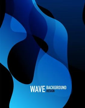 Vertical fluid gradient wave abstract background. Bright color waves in the dark Stock Illustration